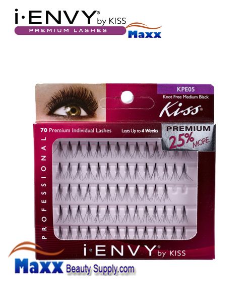4 Package - Kiss i Envy Individual Eyelashes - KPE05 - Knot Free Medium Black